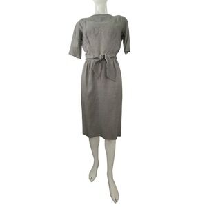 VTG 60s Houndstooth Sheath Dress Mad Men Herman Marcus Waist 26 (READ